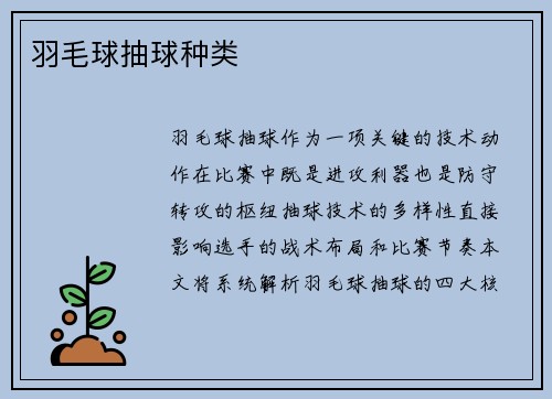 羽毛球抽球种类